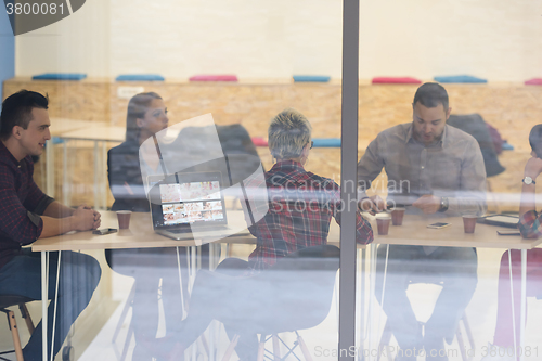 Image of startup business team on meeting at modern office