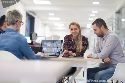 Image of startup business team on meeting at modern office