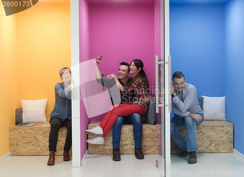 Image of group of business people in creative working  space