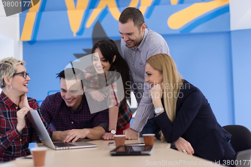 Image of startup business team on meeting at modern office