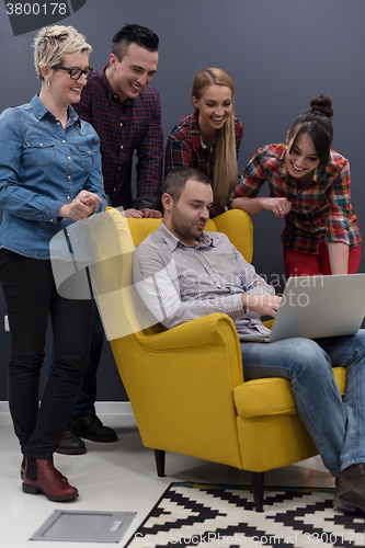 Image of startup business team on meeting at modern office