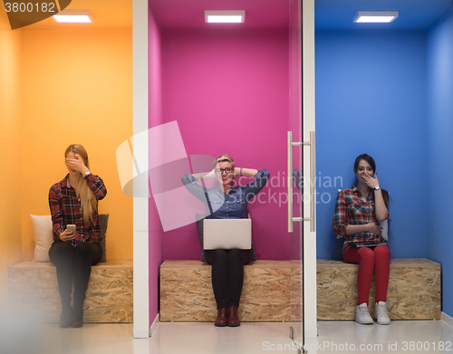 Image of group of business people in creative working  space