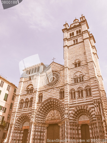 Image of St Lawrence cathedral in Genoa vintage