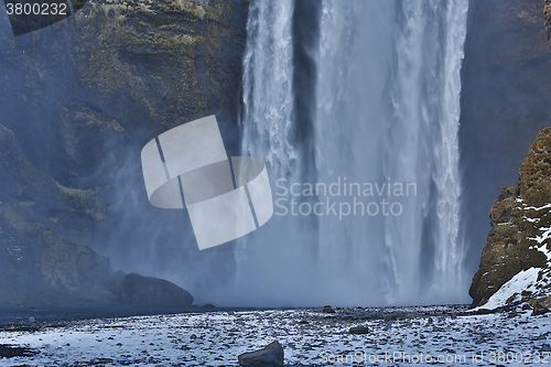 Image of Closeup of waterfal Skogarfoss, Iceland