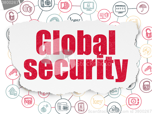 Image of Security concept: Global Security on Torn Paper background