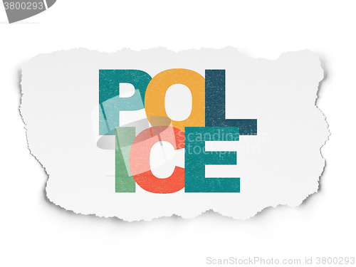 Image of Law concept: Police on Torn Paper background