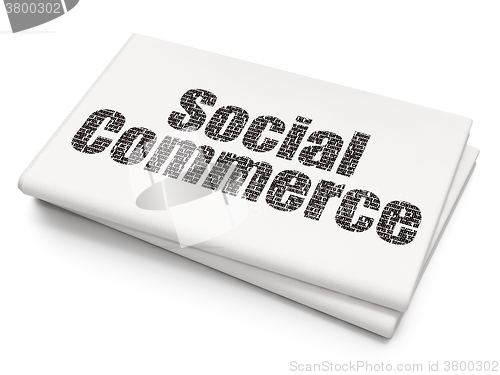 Image of Marketing concept: Social Commerce on Blank Newspaper background