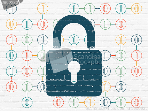 Image of Information concept: Closed Padlock on wall background