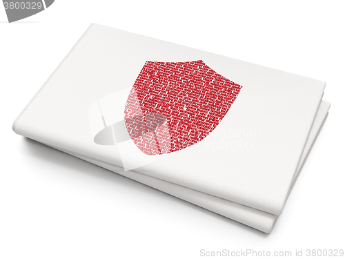 Image of Protection concept: Shield on Blank Newspaper background