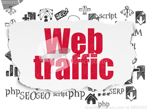 Image of Web design concept: Web Traffic on Torn Paper background