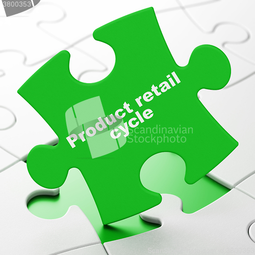 Image of Marketing concept: Product retail Cycle on puzzle background