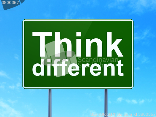 Image of Studying concept: Think Different on road sign background
