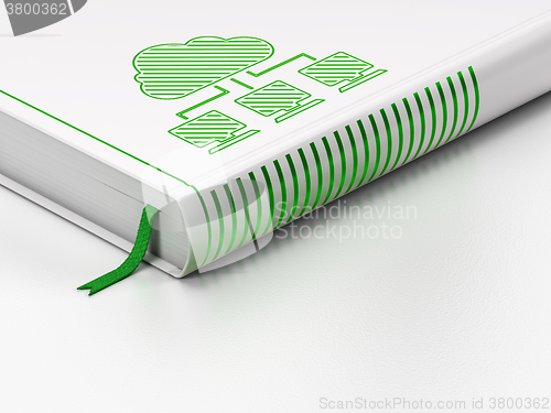 Image of Cloud computing concept: closed book, Cloud Network on white background