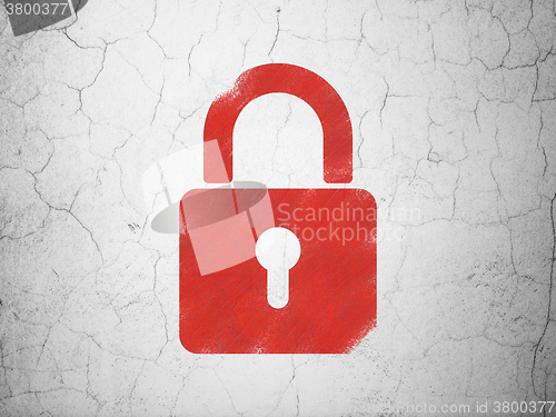 Image of Safety concept: Closed Padlock on wall background