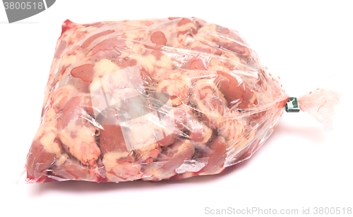 Image of chicken hearts on white