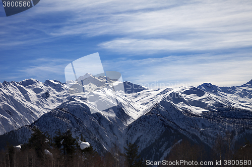 Image of Sunlight snowy mountains in nice day