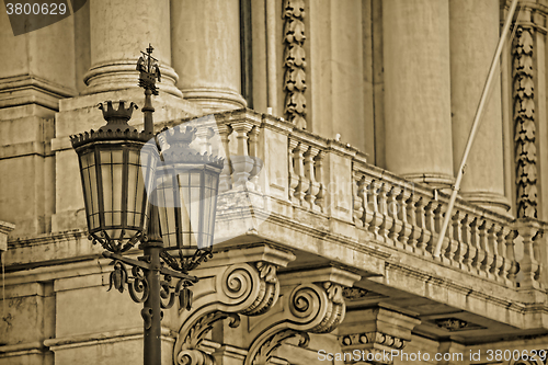 Image of Typical metal street lamp at Lisbon (Portugal).