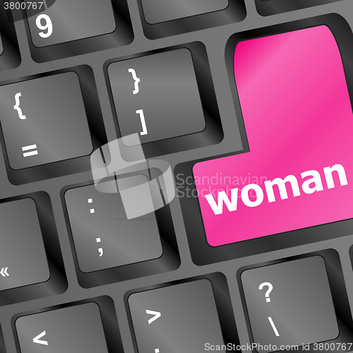 Image of woman word on keyboard button vector illustration