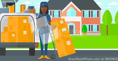 Image of Woman delivering boxes.