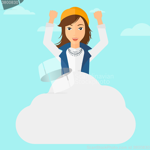 Image of Woman sitting on cloud.