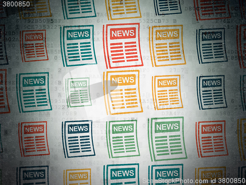 Image of News concept: Newspaper icons on Digital Paper background