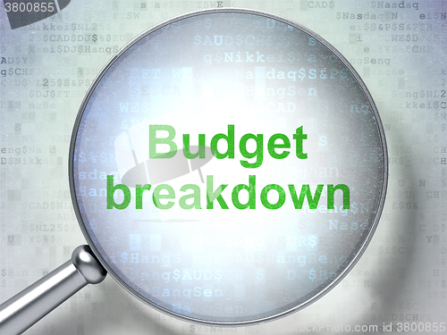 Image of Business concept: Budget Breakdown with optical glass