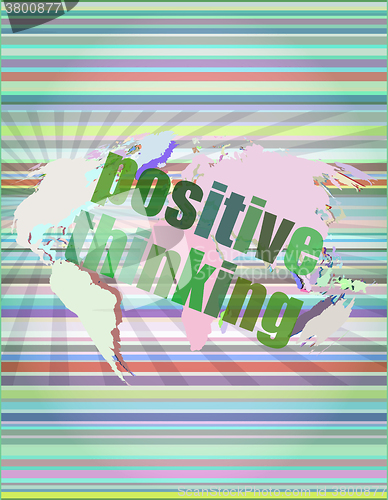 Image of positive thinking on screen - motivation business concept vector illustration