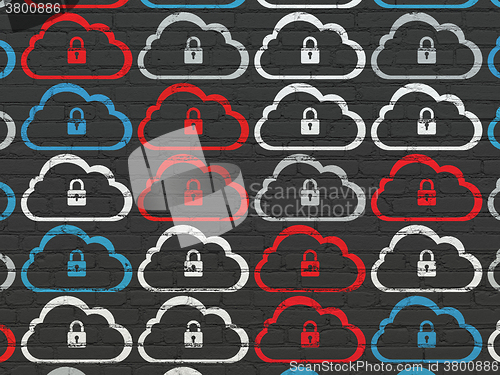 Image of Cloud technology concept: Cloud With Padlock icons on wall background