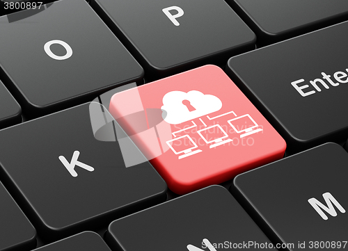 Image of Cloud technology concept: Cloud Network on computer keyboard background