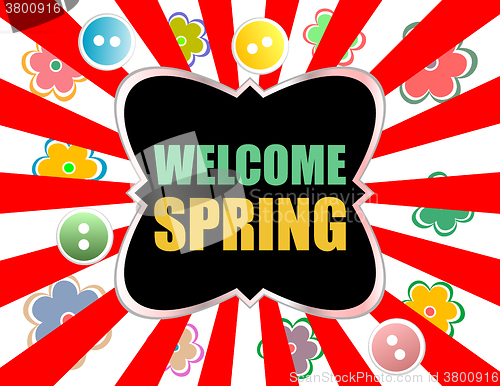 Image of Welcome Spring Holiday Card. Welcome Spring Vector. Welcome Spring background. Spring Holiday Graphic. Welcome Spring Art. Spring Holiday Drawing