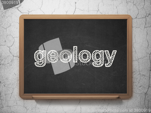 Image of Learning concept: Geology on chalkboard background