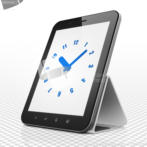 Image of Time concept: Tablet Computer with Clock on display