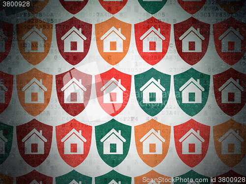 Image of Business concept: Shield icons on Digital Paper background