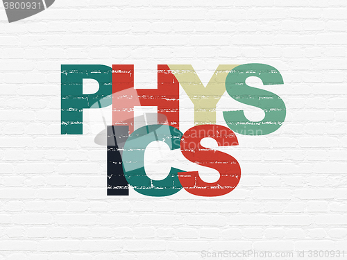 Image of Education concept: Physics on wall background