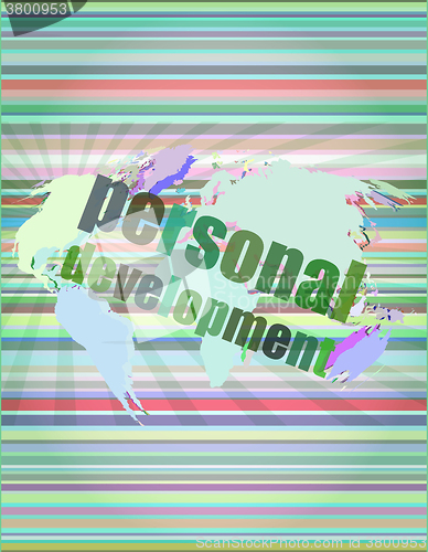 Image of word personal development on digital screen 3d vector illustration
