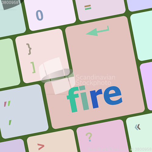 Image of fire word on keyboard key, notebook computer button vector illustration