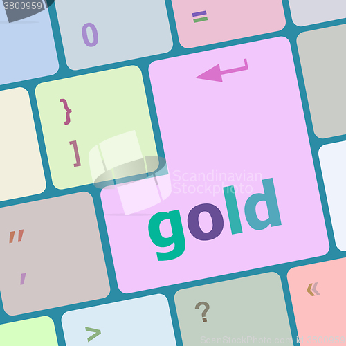 Image of Keyboard - gold word key, closeup vector illustration