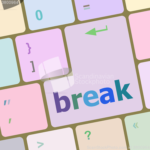 Image of Button with Break on Computer Keyboard. Business Concept vector illustration