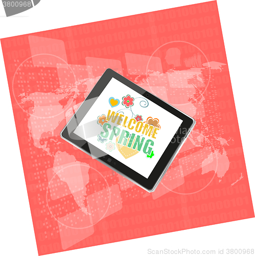 Image of Welcome Spring Holiday Card. Welcome Spring Vector. Welcome Spring background. Spring Holiday Graphic. Welcome Spring Art. Spring Holiday Drawing