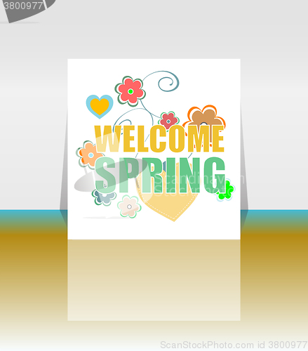 Image of Welcome Spring Holiday Card. Welcome Spring Vector. Welcome Spring background. Spring Holiday Graphic. Welcome Spring Art. Spring Holiday Drawing