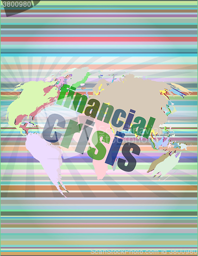 Image of financial crisis concept - business touching screen vector illustration