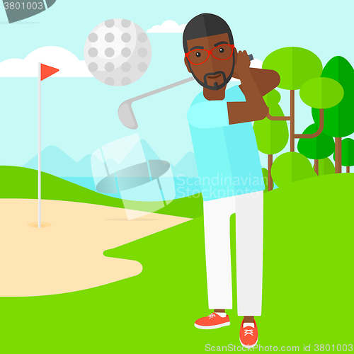 Image of Golf player hitting the ball.