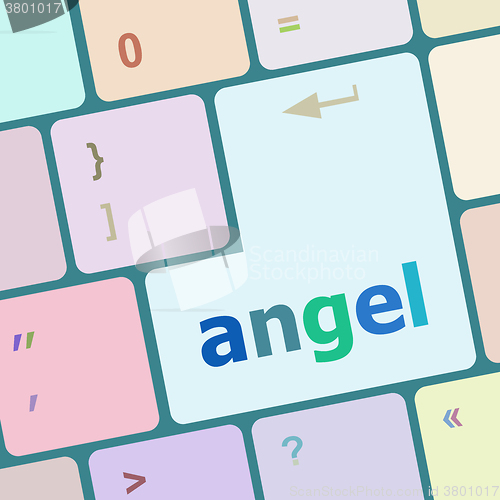 Image of Keyboard with white Enter button, angel word on it vector illustration