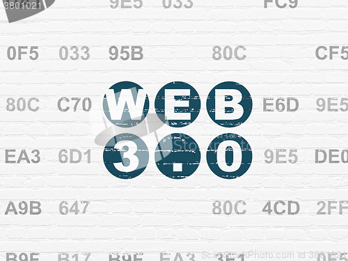 Image of Web design concept: Web 3.0 on wall background