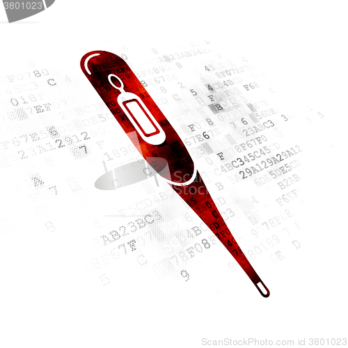 Image of Medicine concept: Thermometer on Digital background
