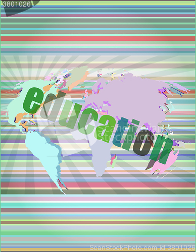 Image of word education on digital touch screen - learn concept vector illustration