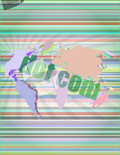 Image of words dot com on digital screen, information technology concept vector illustration