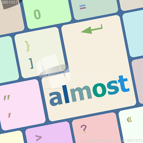 Image of almost words concept with key on keyboard vector illustration