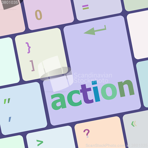 Image of Social media network concept: action on computer keyboard key vector illustration