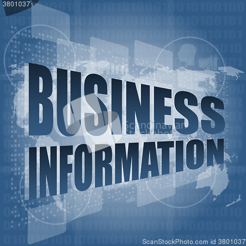 Image of business information on digital touch screen, 3d vector illustration